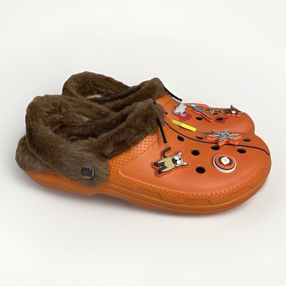 Crocs Adult South Park Kenny Classic Clog Mens 9 Women 11 Fur Lined Orange/Brown
